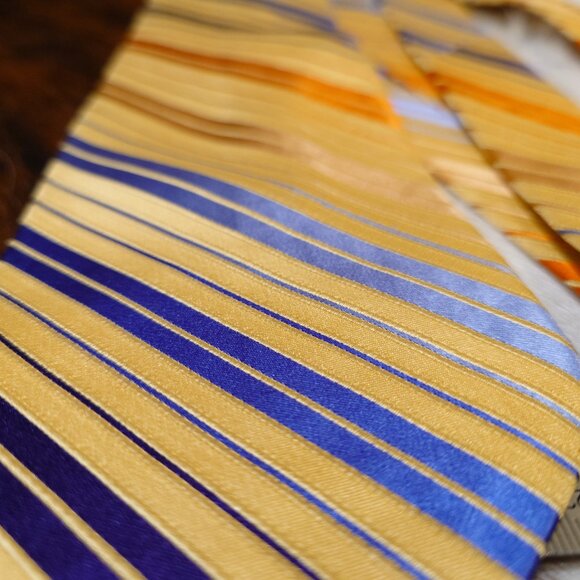 Bellissimo Purple, Gold, Blue and Orange Striped Silk Tie - Picture 2 of 4